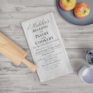 E. Kidder's Receipts of Pastry and Cookery Tea Towel | 18th century design