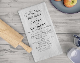 E. Kidder's Receipts of Pastry and Cookery Tea Towel | 18th century design