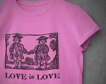 Love is Love Unisex Jersey Short Sleeve Tee | 18th century inspired design | LGBTQ Pride Tshirt | Love Wins gift | Vintage Design Tshirt