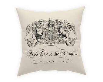 God Save the King | 18th century design | Broadcloth Pillow