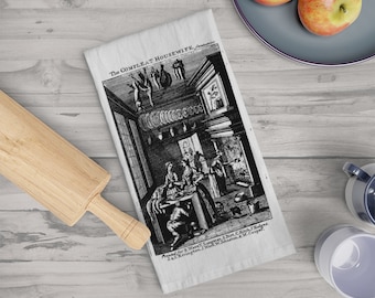 The Compleat Housewife Frontispiece Tea Towel | 18th century design