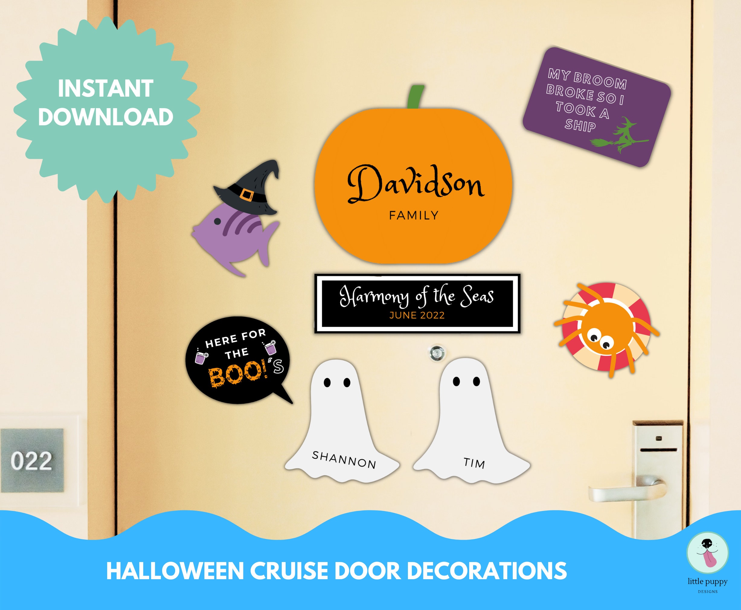 Halloween Cruise Door Decorations Printable Cruise Magnet Bundle | PDF