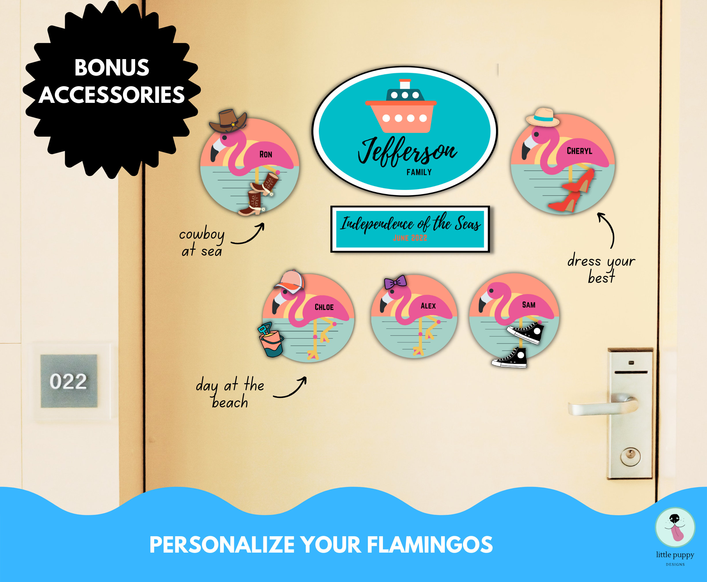 Cruise Door Decorations: Flamingo Printable Magnets Bundle | Instant ...