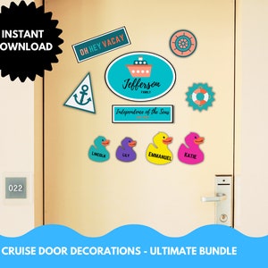 Cruise Door Decorations Printable Ultimate Magnet Bundle | PDF and Canva Template | Cruising Ducks | Cruise Gift
