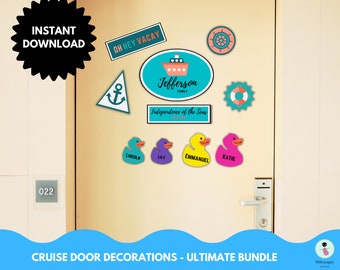 Cruise Door Decorations Printable Ultimate Magnet Bundle | PDF and Canva Template | Cruising Ducks | Cruise Gift