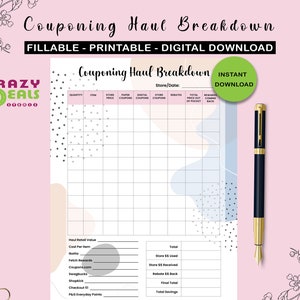 Couponing Haul Breakdown, Printable Template, Digital Download, PDF File, Coupon Haul, Coupon Spending & Saving, GoodNotes 5, Couponer