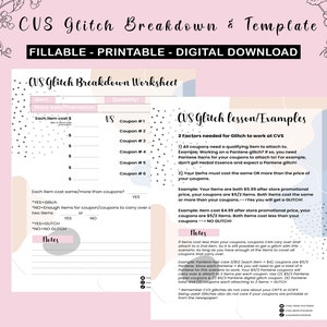CVS Glitch Breakdown & Glitch Examples , PDF Fillable Document, Digital Download, CVS Couponing