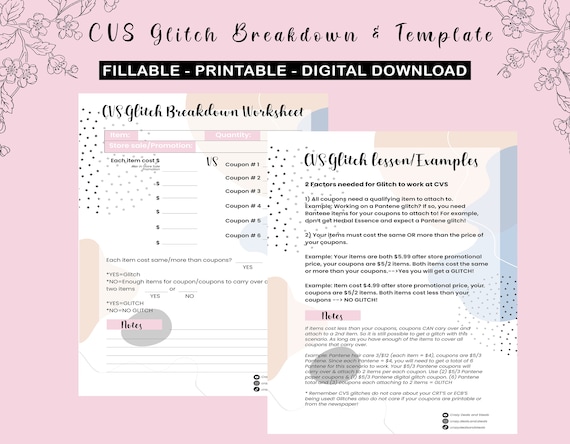 CVS Glitch Breakdown & Glitch Examples PDF Fillable - Etsy