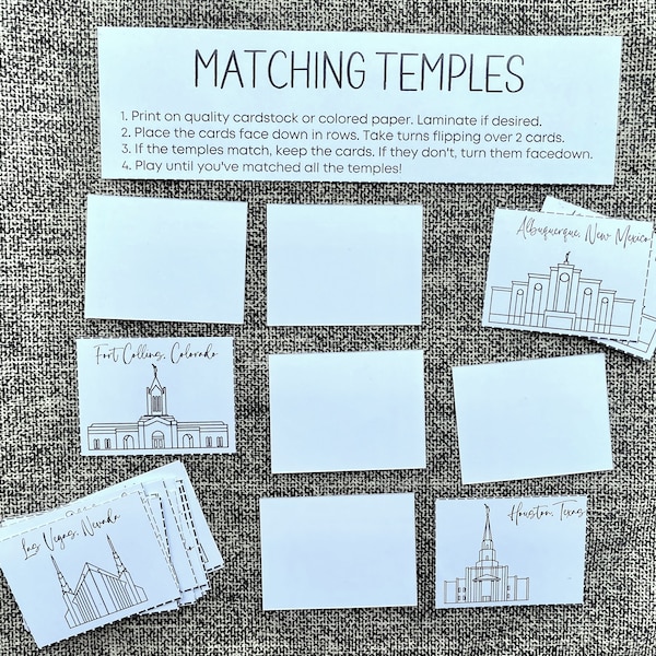 Temple Matching Game - Church of Jesus Christ of Latter-day Saints 24 pieces (12 temples)