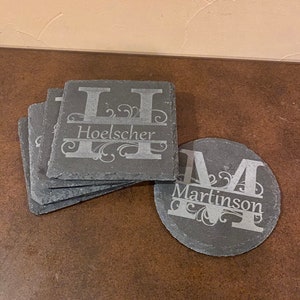 Slate Coasters, Personalized Slate Coasters, Housewarming Gift, Personalized Coaster Set of 4, Monogram, Wedding Gifts.