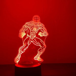 Spiderman 3D acrilico luce notturna USB Stereo LED lampada da