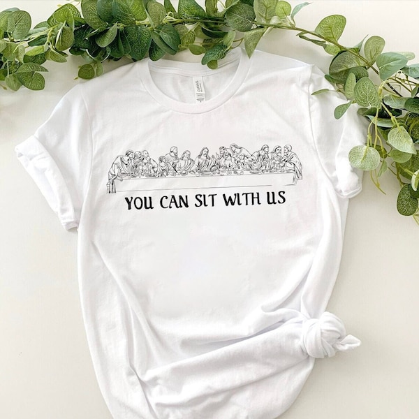 You Can Sit With Us Christian Svg Jesus Line Art Svg Files For Cricut Continuous Drawing Faith Shirt Easter Lord's Last Supper Disciples