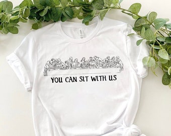 You Can Sit With Us Christian Svg Jesus Line Art Svg Files For Cricut Continuous Drawing Faith Shirt Easter Lord's Last Supper Disciples