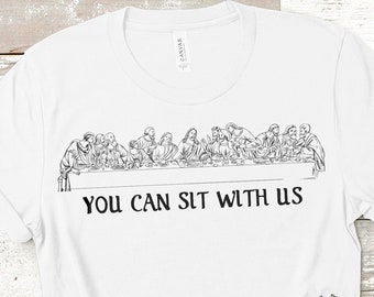 You Can Sit With Us Christian Svg Jesus Line Art Svg Files For Cricut Continuous Drawing Faith Shirt Easter Lord's Last Supper Disciples