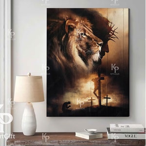 Jesus and  lion Face Art Canvas, Lion of judah - Jesus Art Canvas, Christian Canvas 19