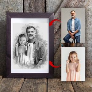 Combine Photos - Custom gift and memorial - Add Deceased Loved One to Photo - Add Person - Gift for Dad Mom - Black and white - Digital art