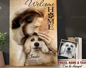 Personalized Dog Memorial Canvas, Safe in God hands Canvas, Dog Welcome home Canvas, Loss of Dog Gift, Loss Dog Gift Canvas, Dog Remembrance