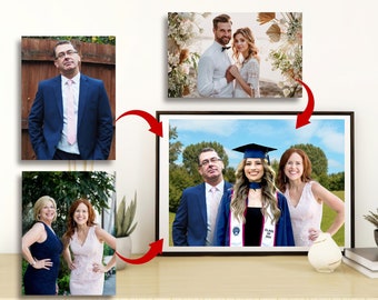 Verstorbenen geliebten Menschen zum Foto hinzufügen, Person zum Foto hinzufügen Gedenkgeschenk Familienporträt verschiedene Fotos Kombinieren Sie Fotos, Geschenk für Papa Mama Digital