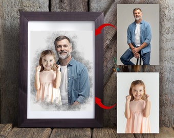 Lägg till avliden nära och kära till foto, lägg till person till foto, minnesgåva, familjeporträtt, olika foton, kombinera foton, present till pappa mamma digitalt