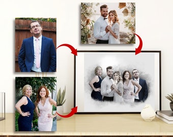 Lägg till avliden nära och kära till foto, lägg till person till foto, minnesgåva, familjeporträtt, olika foton, kombinera foton, present till pappa mamma digitalt
