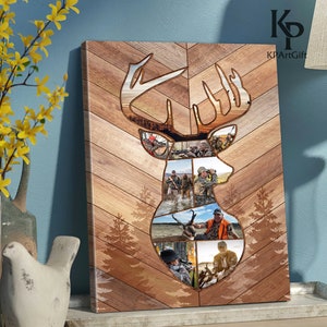 Personalized Deer Hunting Memories, Custom Hunting Collage Canvas, Gift for Hunting Dad, Deer Hunting Gift, Best Gift For Deer Hunters