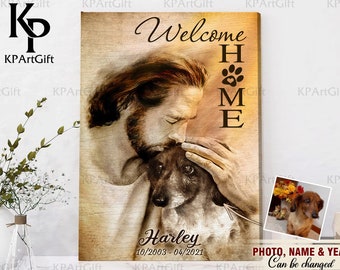 Pet Safe in God hands Canvas, Personalized Dog Memorial Canvas,Dog Welcome home Canvas, Loss of Dog Gift, Loss Dog Canvas, Dog Remembrance