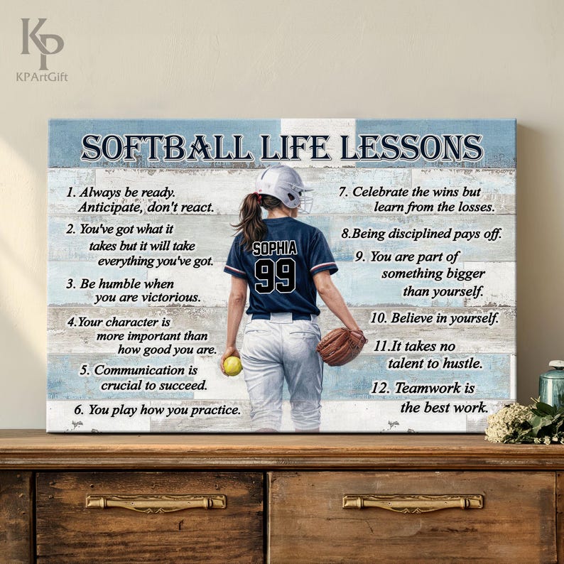 Softball Lessons Frame Softball Life Lessons Canvas Poster, Custom Jersey Gift, Girl Softball ...
