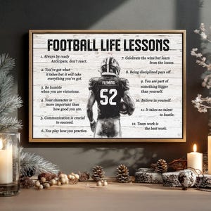 Football Life Lessons Personalized Canvas Poster, Custom Football Wall Art, Football Gift for Boys and Men, Male Sports Room Decor