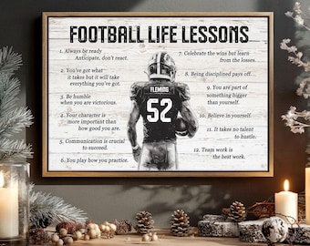 Football Life Lessons Personalized Canvas Poster, Custom Football Wall Art, Football Gift for Boys and Men, Male Sports Gift 2026