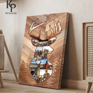 Personalized Deer Hunting Memories, Custom Hunting Collage Canvas, Gift for Hunting Dad, Deer Hunting Gift, Best Gift For Deer Hunters