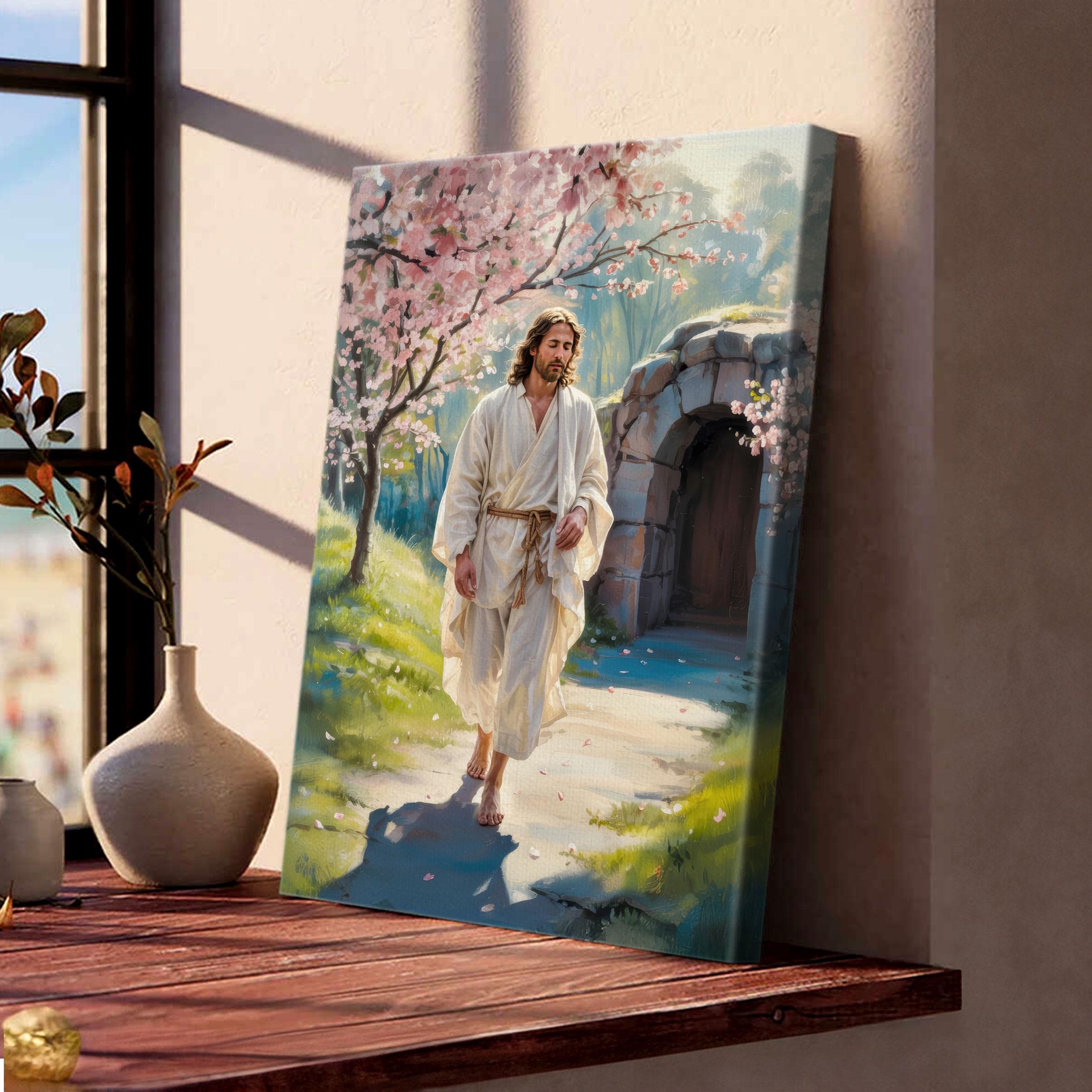 Jesus Walking Toward the Tomb Canvas Print, LDS He is Risen Easter