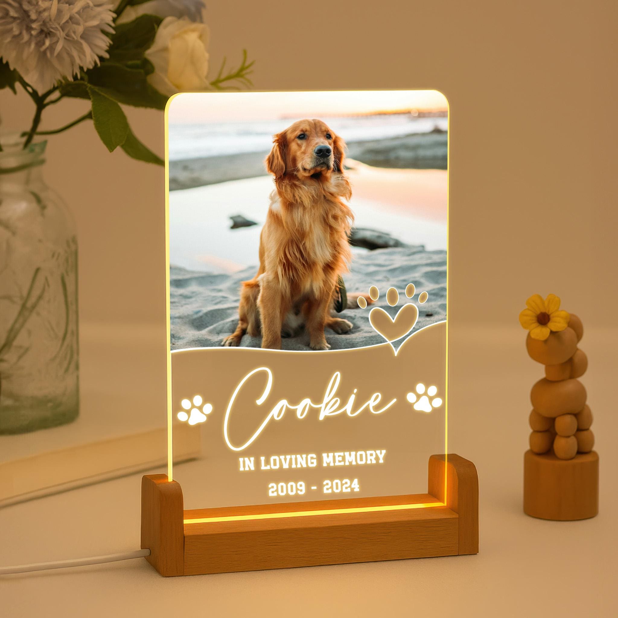 Personalized Pet Memorial LED Night Light, Dog Pet Photo Night Light ...