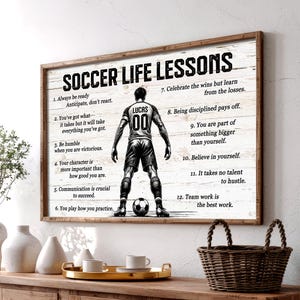 Personalized Soccer for Men and Boys, Husband Motivational Life Lessons, Custom Name Sports for Male Athletes Soccer Poster Nb 0328P
