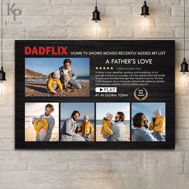 Dadflix Custom Father's Day Canvas, Netflix Style Personalized Dad Gift, Movie Poster for Dad and Kids, Photo Dad Grandpa Husband 0444 bild 8