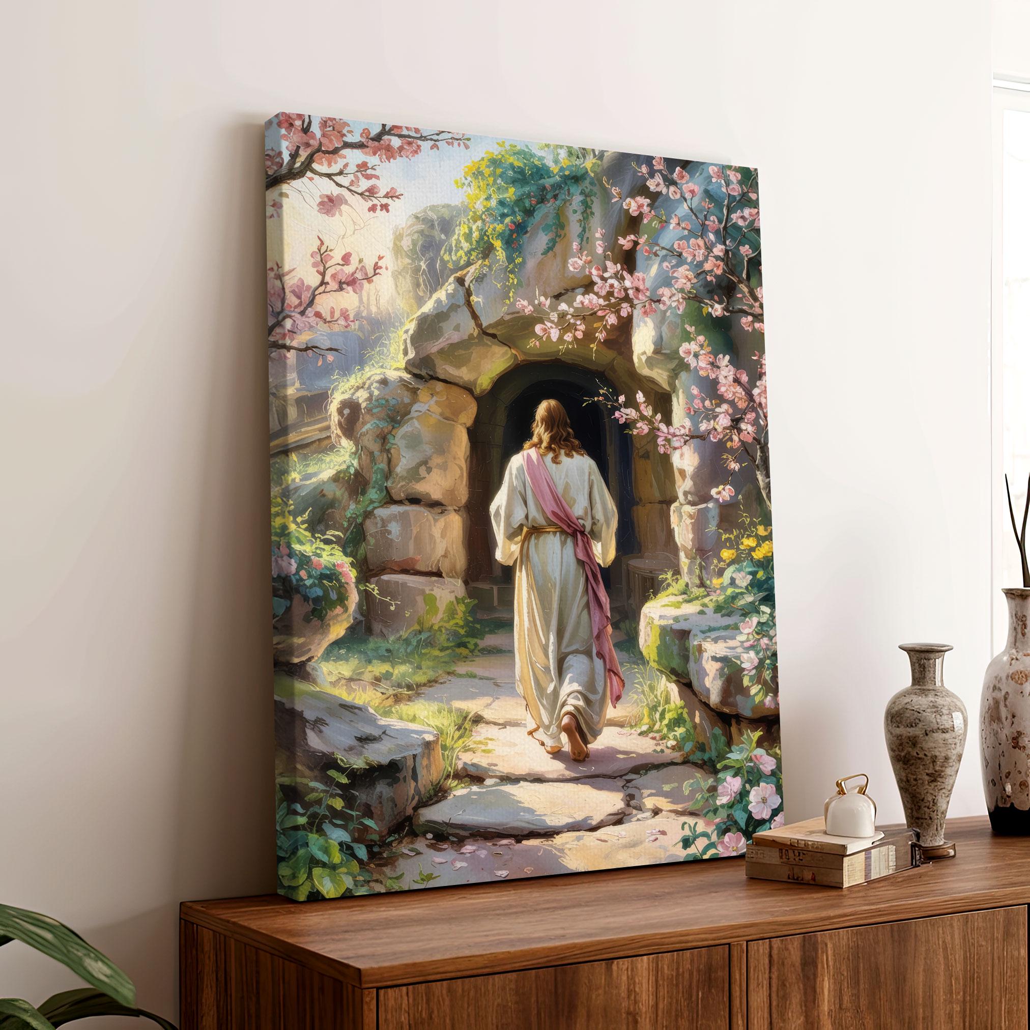 Jesus Christ Walking the Tomb Canvas, Christian Wall Art Cherry ...