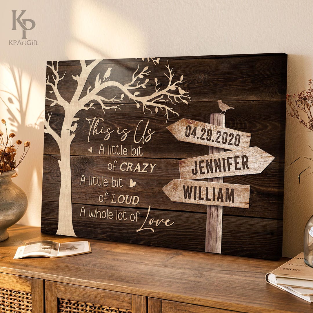 This is Us Wooden Wall Art Canvas, Custom Family Sign, A Little Bit ...