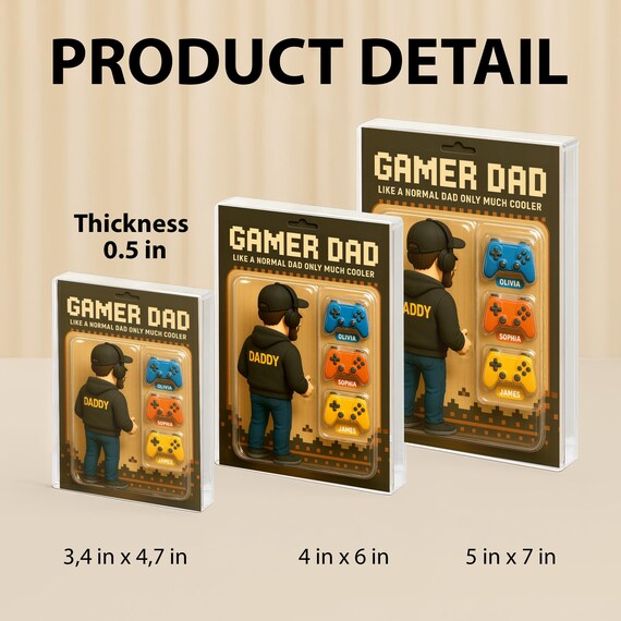Personalized Gamer Dad Acrylic, Custom Action Figure Style Gift