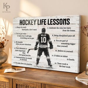 Hockey Life Lessons Canvas, Hockey Player Poster, Motivational, Gift Him, Boy, Son, Male, Men, Boyfriend, Husband, Father Day 12352 hockey