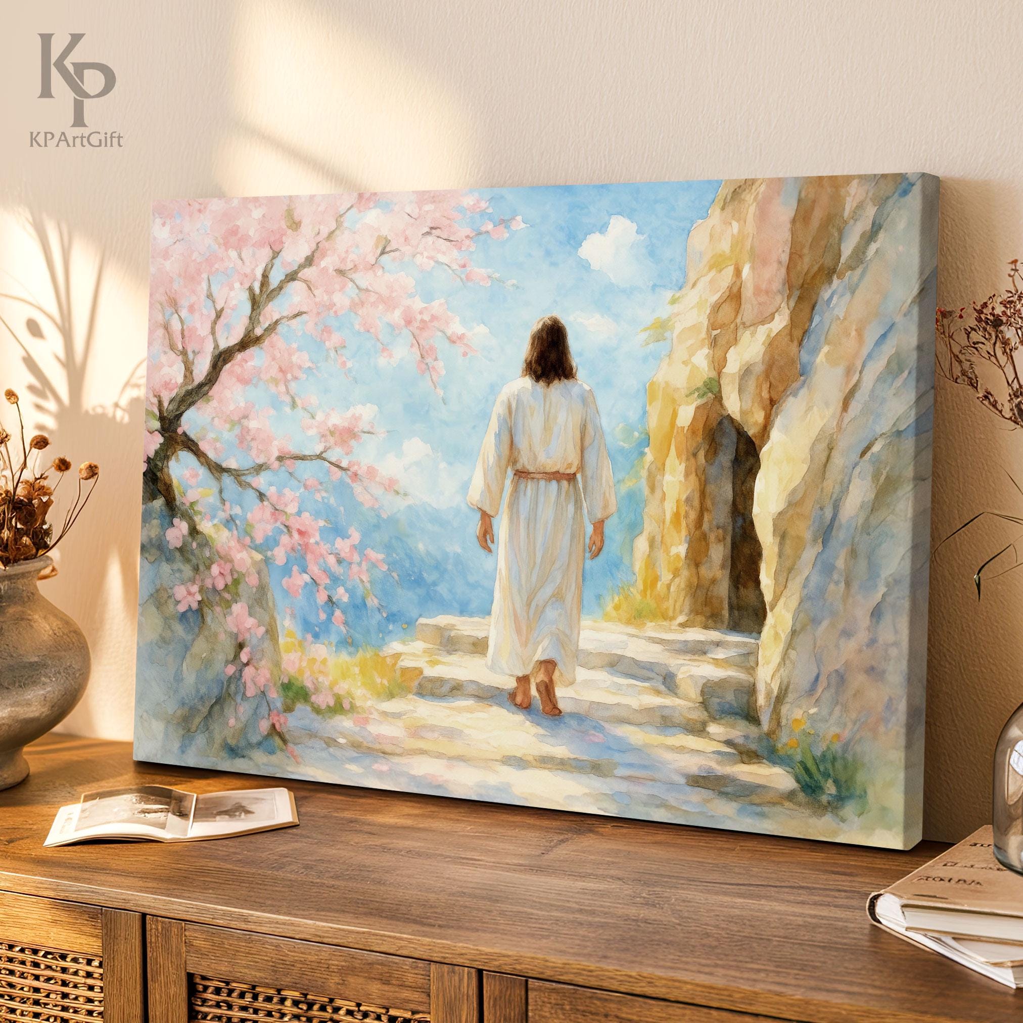 Resurrected Jesus Christ Walking From the Tomb Canvas, Christian Cherry ...