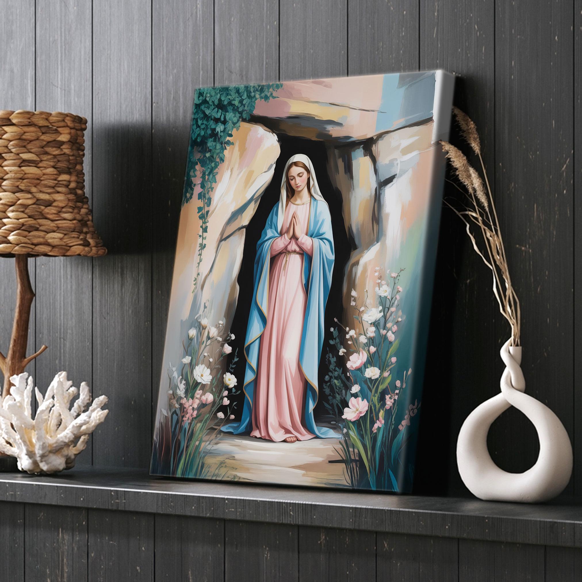 Blessed Virgin Mary Canvas Print, Catholic Religious Grotto Wall Art in ...