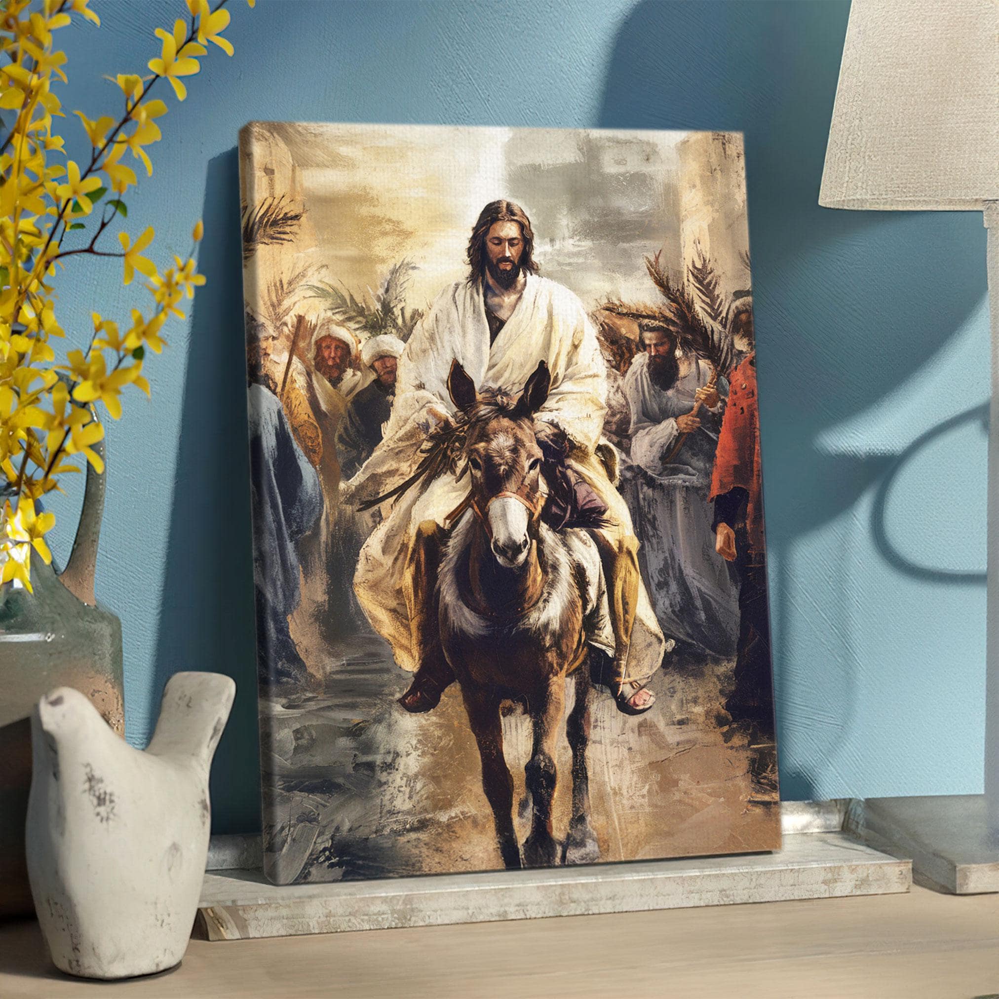 Jesus Riding a Donkey Palm Sunday Wall Art, Holy Week and Easter ...