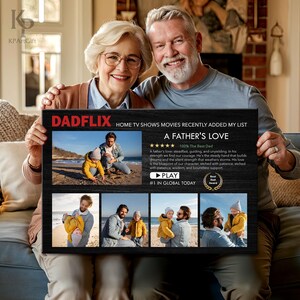Dadflix Custom Father's Day Canvas, Netflix Style Personalized Dad Gift, Movie Poster for Dad and Kids, Photo Dad Grandpa Husband 0444 bild 4
