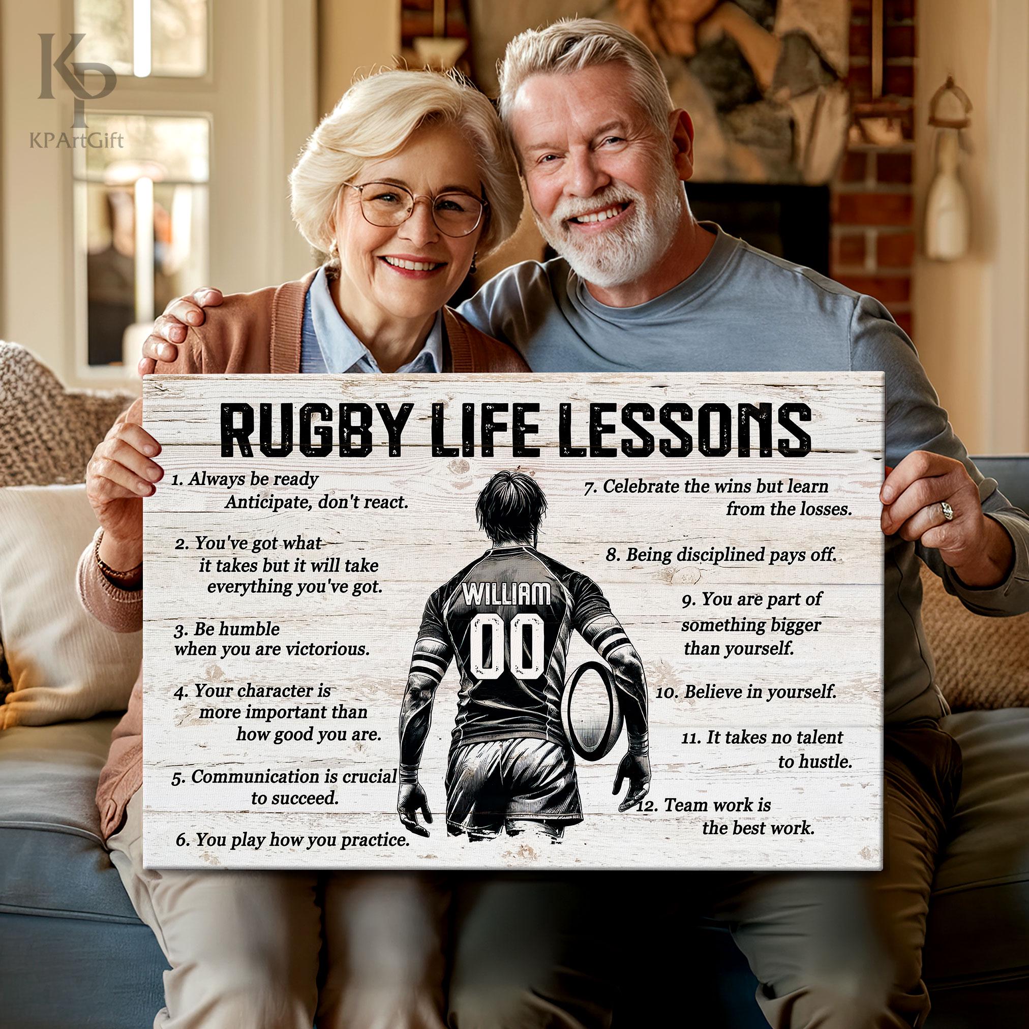 Motivation In Rugby Rugby Life Lessons Personalized Canvas, Custom Rugby Poster Print ...