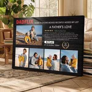 Dadflix Custom Father's Day Canvas, Netflix Style Personalized Dad Gift, Movie Poster for Dad and Kids, Photo Dad Grandpa Husband 0444 bild 6