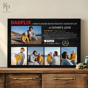 Dadflix Custom Father's Day Canvas, Netflix Style Personalized Dad Gift, Movie Poster for Dad and Kids, Photo Dad Grandpa Husband 0444 bild 2