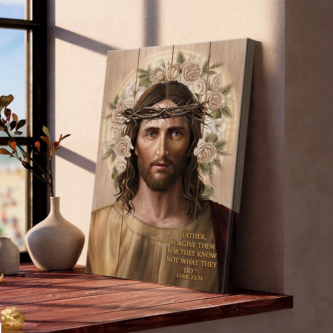 Handcrafted Jesus Christ Canvas Wall Art – Religious Christian Home ...