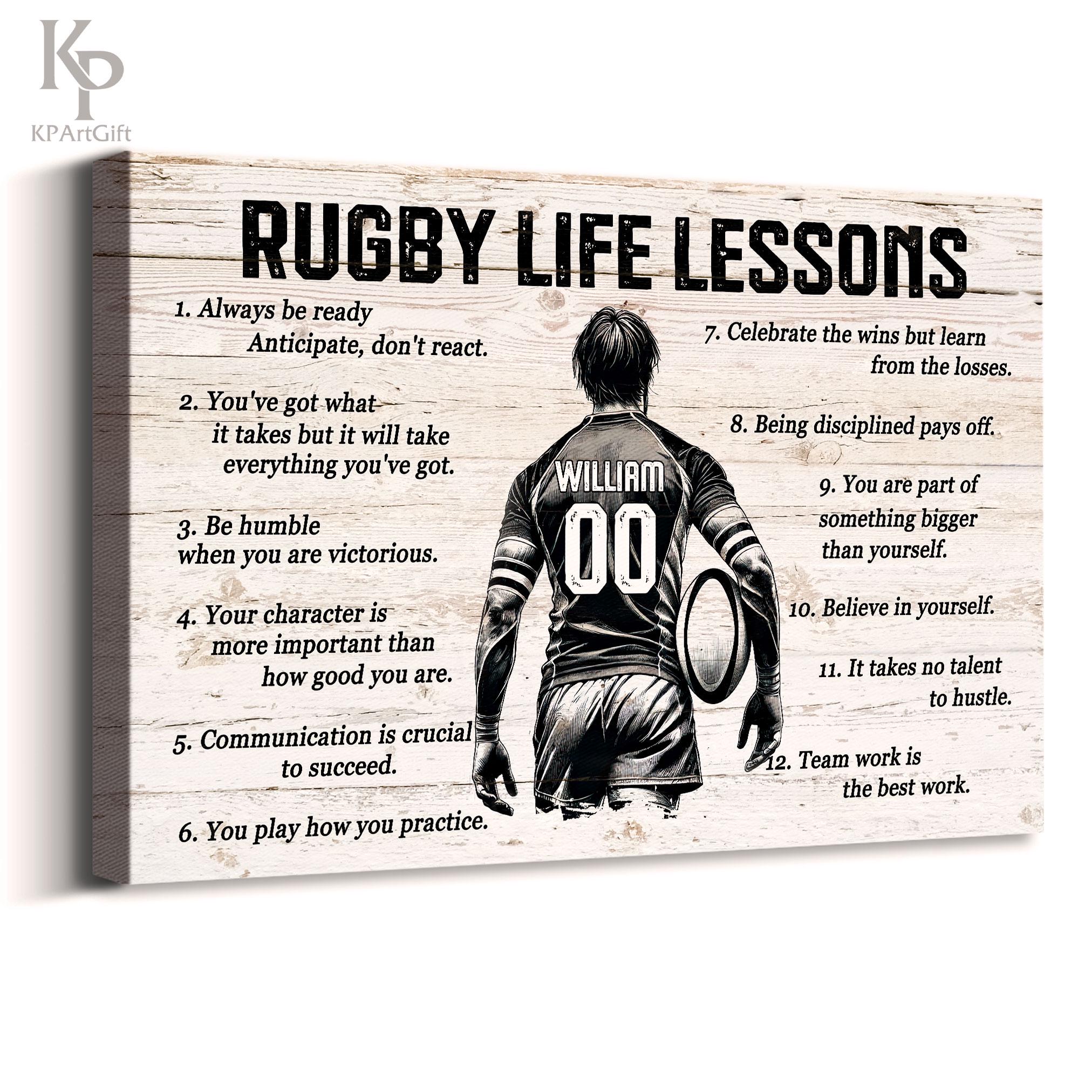 Rugby Life Lessons Personalized Canvas, Custom Rugby Poster Print ...