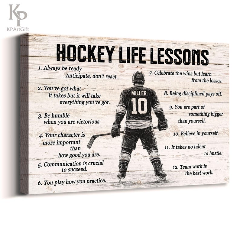 Hockey Life Lessons Canvas, Hockey Player Poster, Motivational, Gift ...