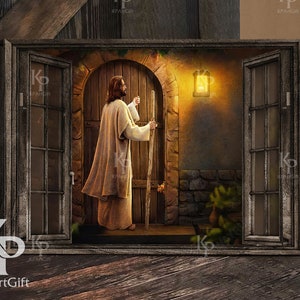 Jesus Knocks the Door Canvas, Jesus Art Canvas, Christian art Inspirational art Spiritual art Christian home decor Religious canvas Gift 21