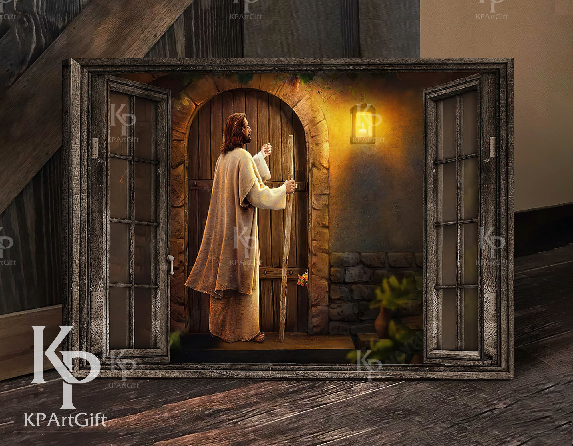 Jesus Knocks the Door Canvas, Jesus Art Canvas, Christian
